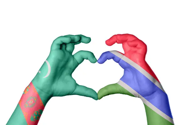 Turkmenistan Gambia Herz Handbewegung Die Herz Macht Clipping Path — Stockfoto