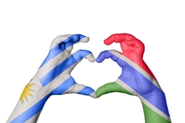 Uruguay Gambiya Kalbi Hareketi Kalp Yapma Kırpma Yolu — Stok fotoğraf