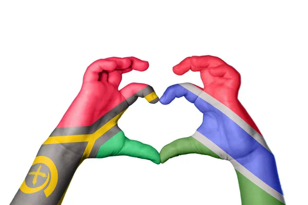Vanuatu Gambia Herz Handbewegung Die Herz Macht Clipping Path — Stockfoto