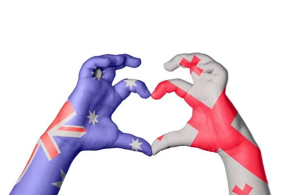 Australië Georgia Hart Hand Gebaar Maken Hart Knippen Pad — Stockfoto
