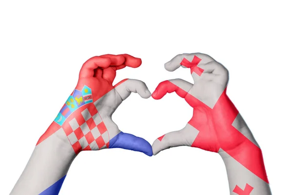 Chorwacja Gruzja Serce Ręki Gestu Podejmowania Serca Ścieżka Clipping — Zdjęcie stockowe