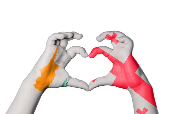 Zypern Georgien Herz Handbewegung Die Herz Macht Clipping Path — Stockfoto
