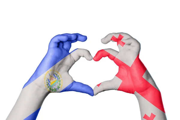 Salvador Georgia Heart Hand Gesture Making Heart Clipping Path — Stock Photo, Image