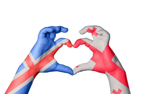 Исландия Грузия Сердце Жест Делающий Сердце Перерезание Пути — стоковое фото