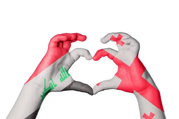 Irak Georgien Herz Handbewegung Die Herz Macht Clipping Path — Stockfoto
