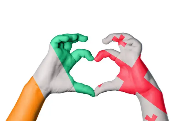 Ivory Coast Georgia Heart Hand Gesture Making Heart Clipping Path — Stock Photo, Image