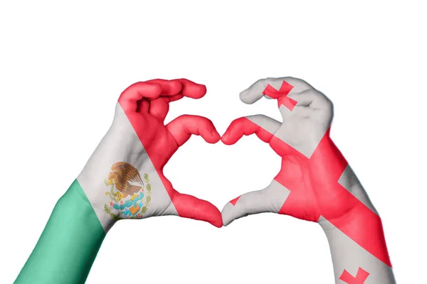 Mexico Georgia Heart Hand Gesture Making Heart Clipping Path — Stock Photo, Image