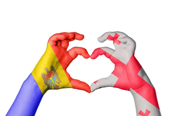 Μολδαβία Γεωργία Καρδιά Χειρονομία Χέρι Καθιστώντας Την Καρδιά Ψαλίδισμα Μονοπάτι — Φωτογραφία Αρχείου