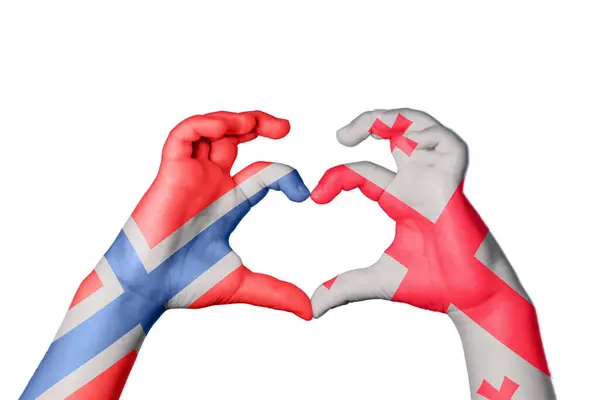 Noruega Georgia Heart Gesto Mão Fazendo Coração Clipping Path — Fotografia de Stock