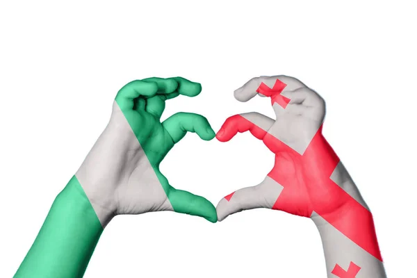Nigeria Gruzja Serce Gest Ręczny Serca Ścieżka Klipu — Zdjęcie stockowe