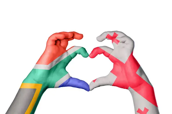 Afrique Sud Géorgie Coeur Geste Main Faisant Coeur Clipping Path — Photo