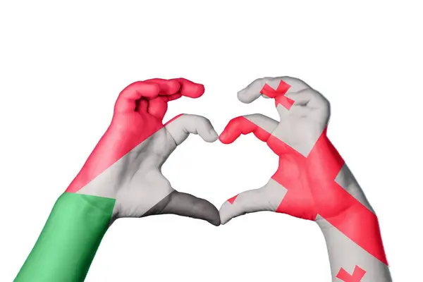Sudan Gruzja Serce Ręczny Gest Serca Ścieżka Wycinania — Zdjęcie stockowe