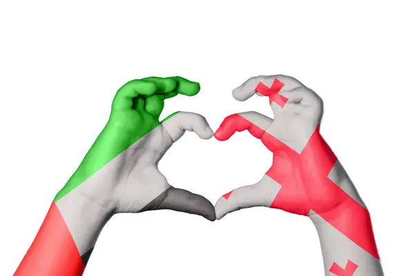 Zjednoczone Emiraty Arabskie Georgia Heart Ręki Gestem Podejmowania Serca Clipping — Zdjęcie stockowe