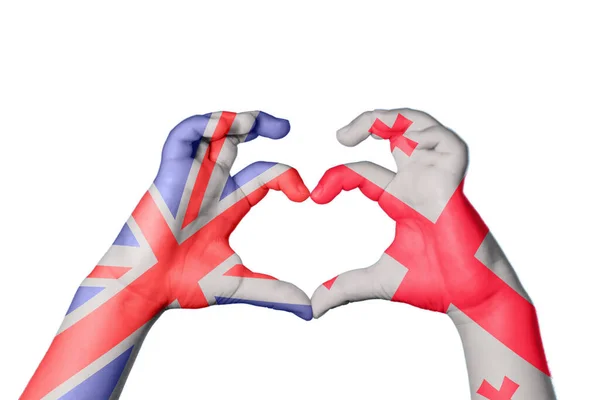 Reino Unido Georgia Heart Gesto Mão Fazendo Coração Clipping Path — Fotografia de Stock