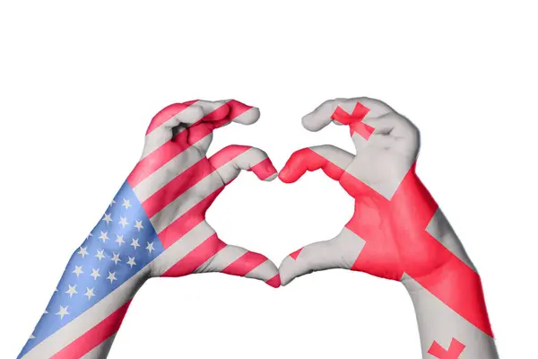 United States Georgia Heart Hand Gesture Making Heart Clipping Path — Stock Photo, Image