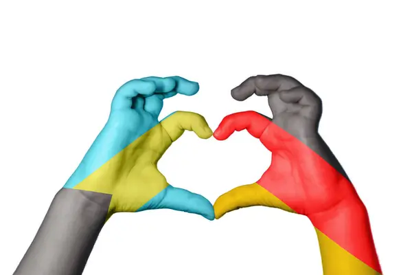 Bahamák Németország Szív Kézmozdulatok Készítése Szív Vágási Útvonal — Stock Fotó