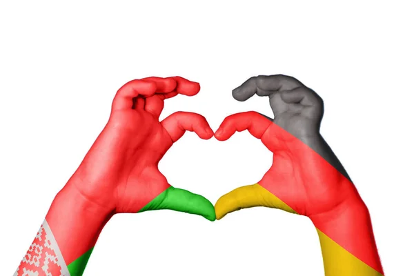 Fehéroroszország Németország Szív Kézmozdulatok Készítése Szív Vágási Útvonal — Stock Fotó