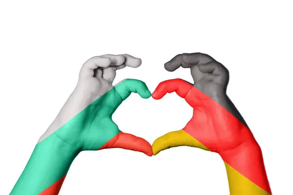 Bulgária Németország Szív Kézmozdulatok Készítése Szív Vágási Útvonal — Stock Fotó