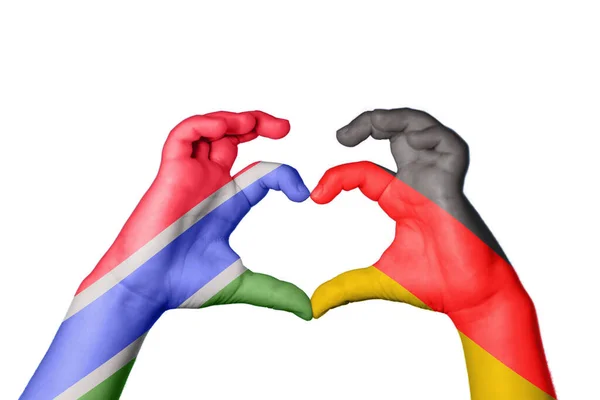 Gambia Germany Heart Hand Gesture Making Heart Clipping Path — Stock Photo, Image