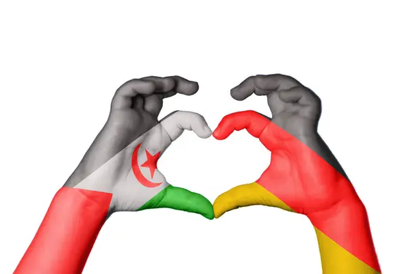 阿拉伯撒哈拉民主共和国German Heart Hand Gesture Making Heart Clipping Path — 图库照片