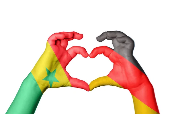 Senegal Alemania Corazón Hacer Gestos Corazón Recortar Camino — Foto de Stock