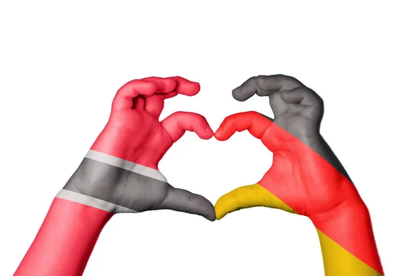 Trinidad Tobago Germany Heart Hand Gesture Making Heart Clipping Path — Stock Photo, Image