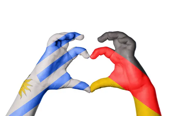 Urugwaj Niemcy Serce Gest Ręczny Serca Ścieżka Klipu — Zdjęcie stockowe