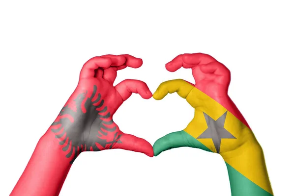 Albánie Ghana Heart Ruční Gesto Srdce Střih Stezka — Stock fotografie