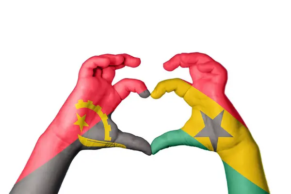 Сердце Анголы Ганы Жест Руки Делает Сердце Клиппинг Путь — стоковое фото