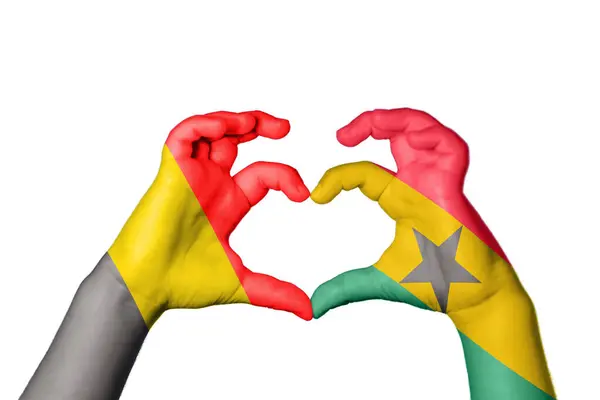 Belgien Ghana Heart Hand Gest Att Göra Hjärta Klippning Vägen — Stockfoto