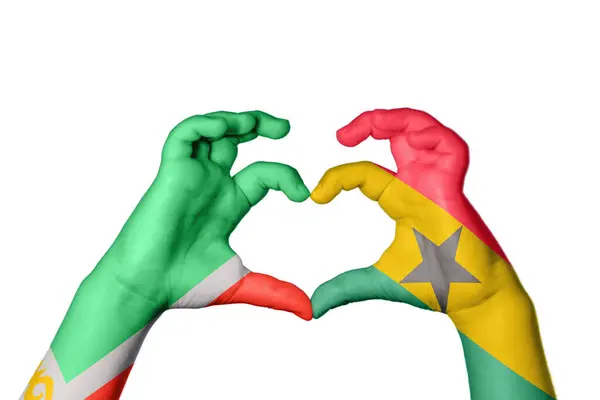 Chechnya Ghana Heart Hand Gesture Making Heart Clipping Path — Stock Photo, Image