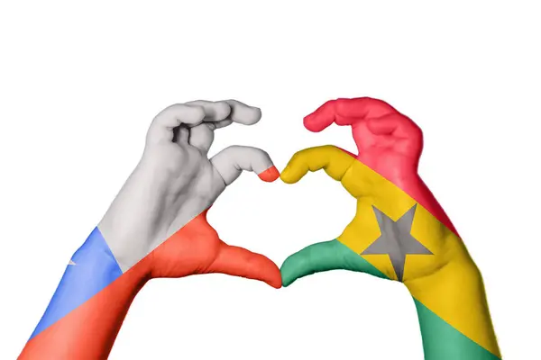 Chile Ghana Heart Ruční Gesto Srdce Střih Stezka — Stock fotografie
