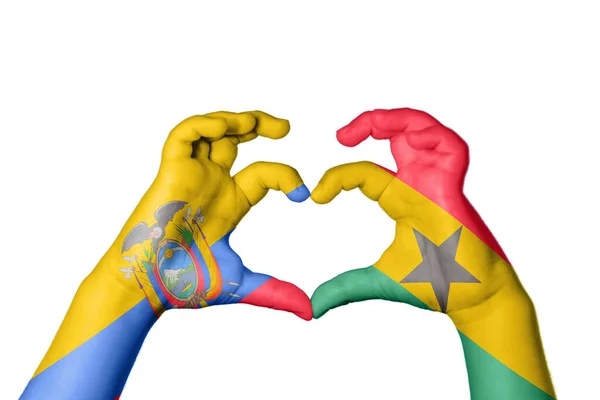 Ecuador Γκάνα Καρδιά Χέρι Χειρονομία Καθιστώντας Την Καρδιά Ψαλίδισμα Μονοπάτι — Φωτογραφία Αρχείου