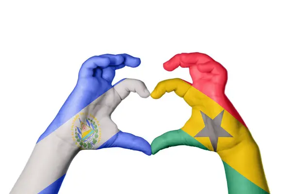 Salvador Ghana Heart Hand Gest Att Göra Hjärta Klippning Vägen — Stockfoto