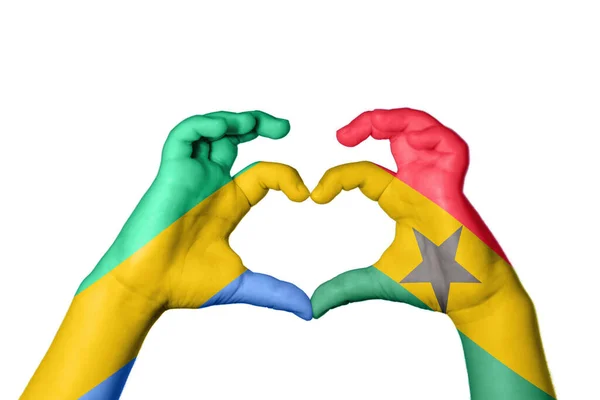 Gabon Ghana Heart Hand Gesture Making Heart Clipping Path — Stock Photo, Image