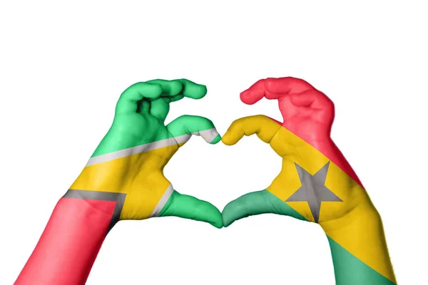 Guyana Ghana Hjärta Hand Gest Att Göra Hjärta Klippning Vägen — Stockfoto