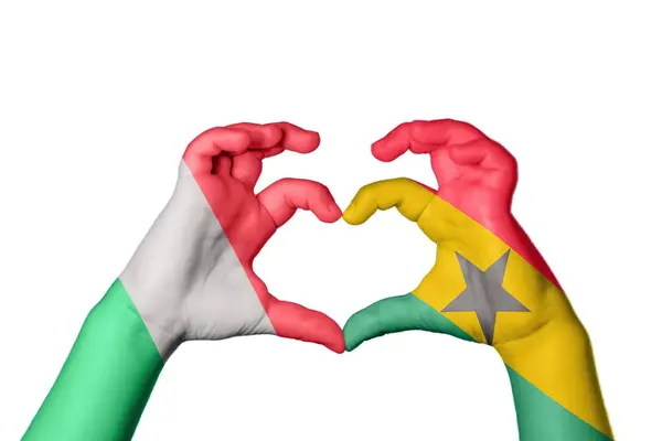 Italien Ghana Heart Hand Gest Att Göra Hjärta Klippning Vägen — Stockfoto