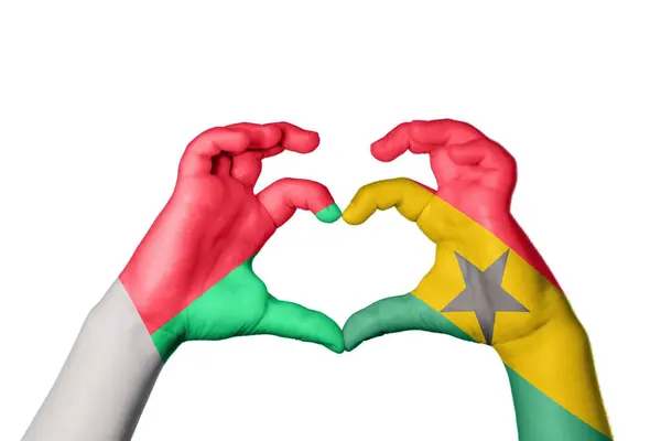 Madagaskar Ghana Hjärta Hand Gest Att Göra Hjärta Klippning Vägen — Stockfoto
