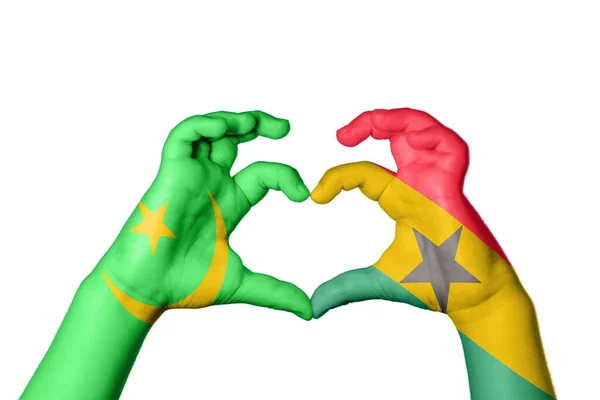 Mauritania Ghana Heart Hand Gesture Making Heart Clipping Path — Stock Photo, Image