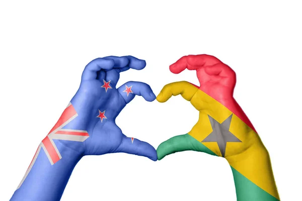 Zéland Ghána Szív Kézmozdulatkészítés Szív Vágási Útvonal — Stock Fotó