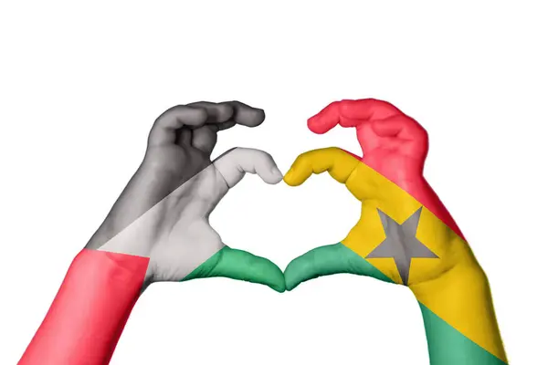 Palestina Ghana Hjärta Hand Gest Att Göra Hjärta Klippa Vägen — Stockfoto