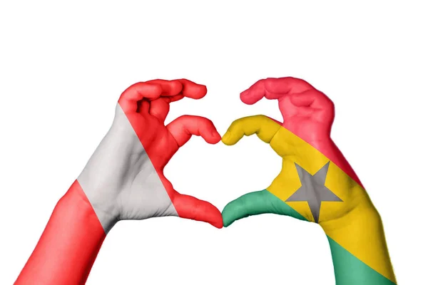 Peru Ghana Heart Hand Gest Att Göra Hjärta Klippning Vägen — Stockfoto