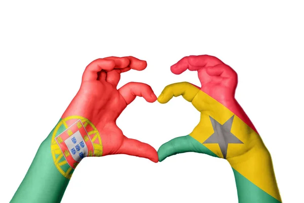 Portugal Ghana Heart Hand Gesture Making Heart Clipping Path — Stock Photo, Image