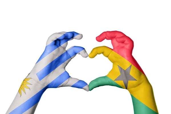 Urugwaj Serce Ghany Ręczny Gest Serca Ścieżka Klipu — Zdjęcie stockowe