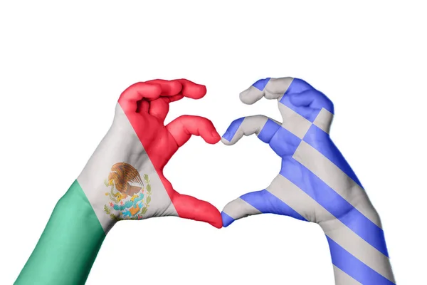 Мексика Греція Серце Жест Рук Робить Серце Відсікаючи Шлях — стокове фото