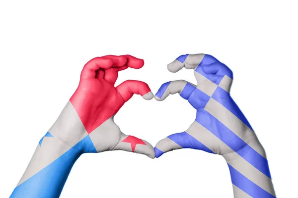 Панама Греція Серце Жест Рук Робить Серце Відсічний Контур — стокове фото
