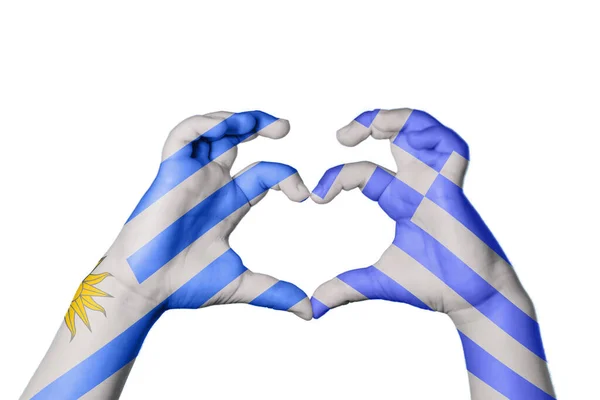 Уругвай Греция Сердце Жест Делающий Сердце Перерезание Пути — стоковое фото