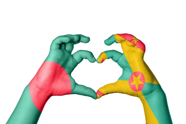 Bangladesh Grenada Hjärta Hand Gest Att Göra Hjärta Klippning Väg — Stockfoto