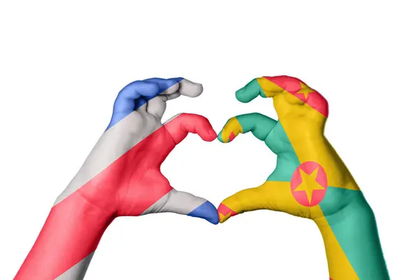 哥斯达黎加格林纳达心脏 手的姿势使心脏 收割路径 — 图库照片