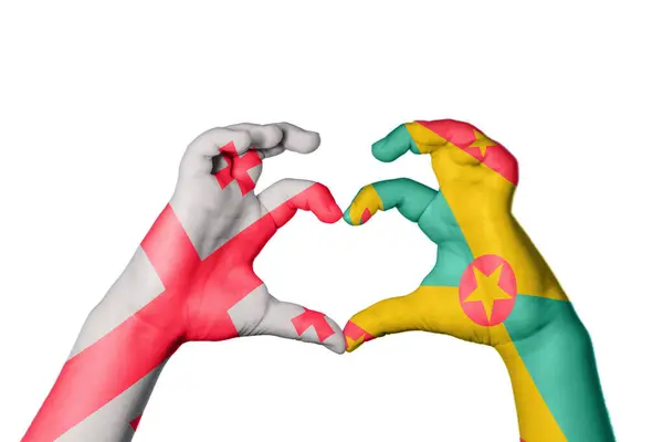 Georgia Grenada Heart Hand Gesture Making Heart Clipping Path — Stock Photo, Image